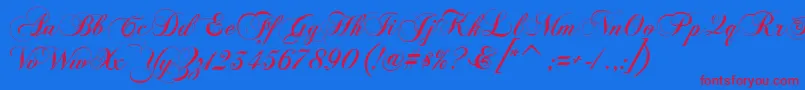 FlaemischeKanzleischrift-Schriftart – Rote Schriften auf blauem Hintergrund