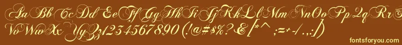 FlaemischeKanzleischrift-fontti – keltaiset fontit ruskealla taustalla