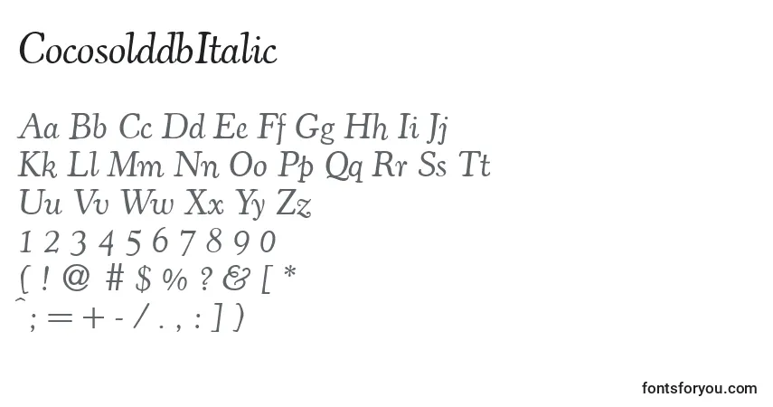 Fuente CocosolddbItalic - alfabeto, números, caracteres especiales