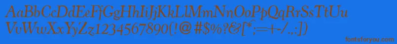 CocosolddbItalic-Schriftart – Braune Schriften auf blauem Hintergrund