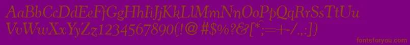 CocosolddbItalic-Schriftart – Braune Schriften auf violettem Hintergrund