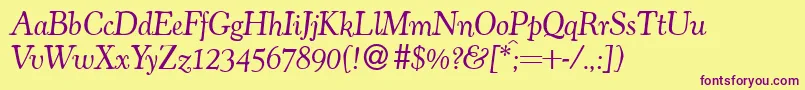 CocosolddbItalic Font – Purple Fonts on Yellow Background