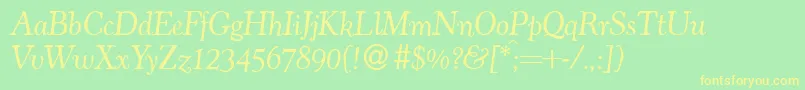 CocosolddbItalic-Schriftart – Gelbe Schriften auf grünem Hintergrund