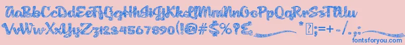 AgnesPlatoon-Schriftart – Blaue Schriften auf rosa Hintergrund