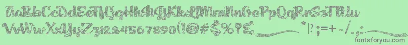 AgnesPlatoon-fontti – harmaat kirjasimet vihreällä taustalla