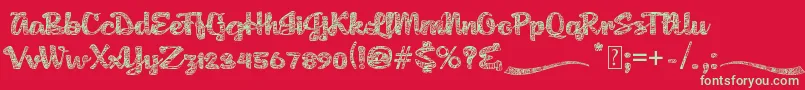 AgnesPlatoon-Schriftart – Grüne Schriften auf rotem Hintergrund