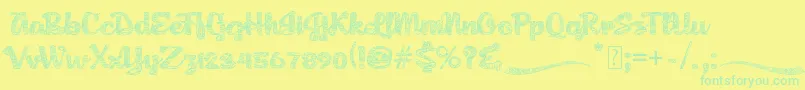 AgnesPlatoon-Schriftart – Grüne Schriften auf gelbem Hintergrund