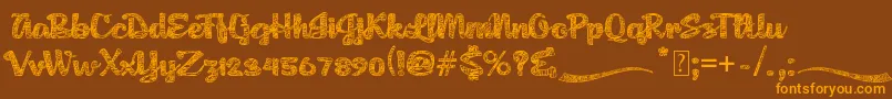 AgnesPlatoon-Schriftart – Orangefarbene Schriften auf braunem Hintergrund