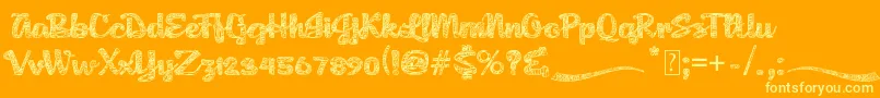 More about AgnesPlatoon Font AgnesPlatoon Font – Yellow Fonts on Orange Background