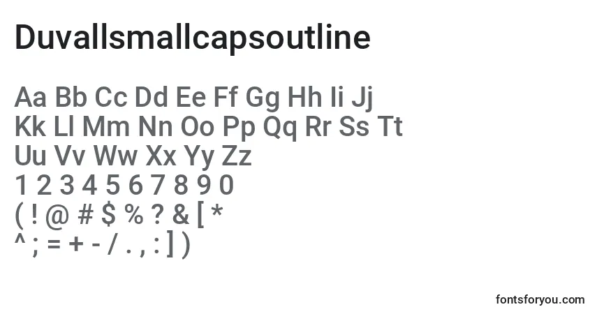 A fonte Duvallsmallcapsoutline – alfabeto, números, caracteres especiais