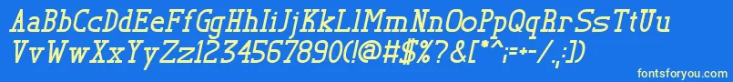 TlSerifBoldItalic Font – Yellow Fonts on Blue Background