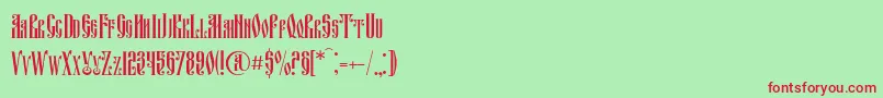 フォントFitavjazc – 赤い文字の緑の背景