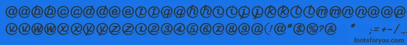 LinotypeMailboxHeavy-Schriftart – Schwarze Schriften auf blauem Hintergrund