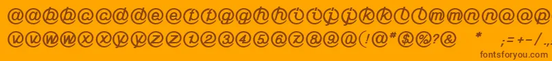 LinotypeMailboxHeavy-fontti – ruskeat fontit oranssilla taustalla