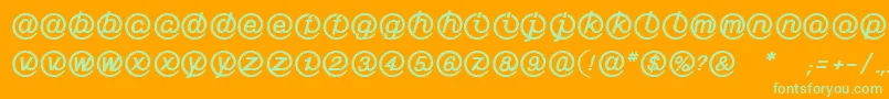 LinotypeMailboxHeavy-Schriftart – Grüne Schriften auf orangefarbenem Hintergrund