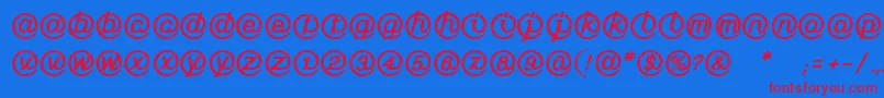 LinotypeMailboxHeavy-Schriftart – Rote Schriften auf blauem Hintergrund