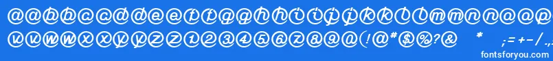 LinotypeMailboxHeavy-Schriftart – Weiße Schriften auf blauem Hintergrund