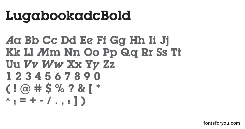 Шрифт LugabookadcBold – алфавит, цифры, специальные символы