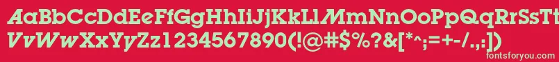 フォントLugabookadcBold – 赤い背景に緑の文字