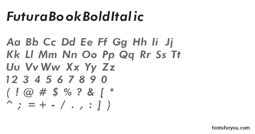 Шрифт FuturaBookBoldItalic – алфавит, цифры, специальные символы