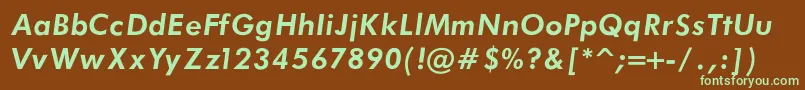 FuturaBookBoldItalic-fontti – vihreät fontit ruskealla taustalla