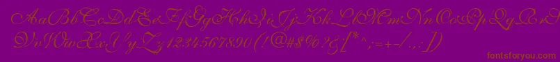 S721ScriptThreeRegular-Schriftart – Braune Schriften auf violettem Hintergrund