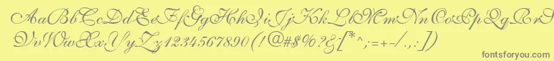 S721ScriptThreeRegular Font – Gray Fonts on Yellow Background