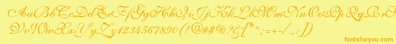 S721ScriptThreeRegular Font – Orange Fonts on Yellow Background