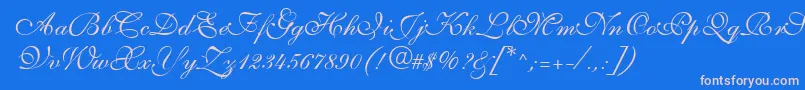 S721ScriptThreeRegular Font – Pink Fonts on Blue Background