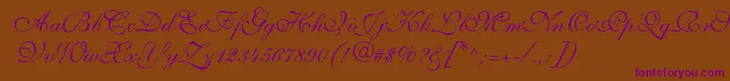 S721ScriptThreeRegular Font – Purple Fonts on Brown Background