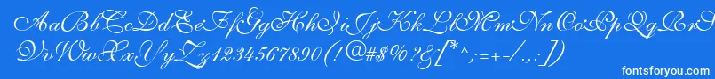 S721ScriptThreeRegular Font – White Fonts on Blue Background