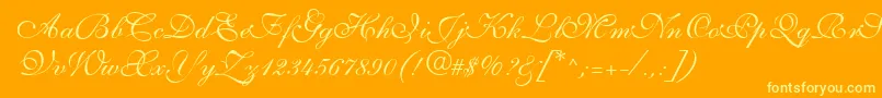 S721ScriptThreeRegular Font – Yellow Fonts on Orange Background