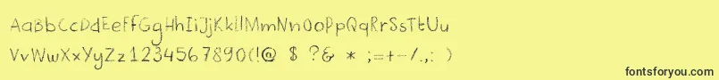 Saiba mais sobre a fonte DkCrayonista Fonte DkCrayonista – fontes pretas em um fundo amarelo