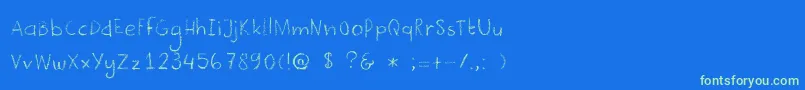 DkCrayonista Font – Green Fonts on Blue Background