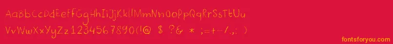 Шрифт DkCrayonista – оранжевые шрифты на красном фоне