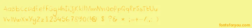 DkCrayonista Font – Orange Fonts on Yellow Background