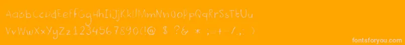 DkCrayonista-Schriftart – Rosa Schriften auf orangefarbenem Hintergrund