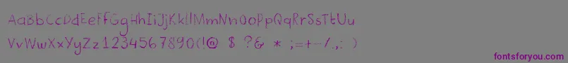 フォントDkCrayonista – 紫色のフォント、灰色の背景