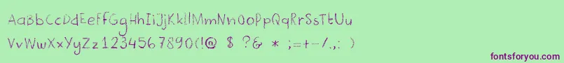 DkCrayonista Font – Purple Fonts on Green Background