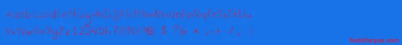 DkCrayonista-Schriftart – Rote Schriften auf blauem Hintergrund