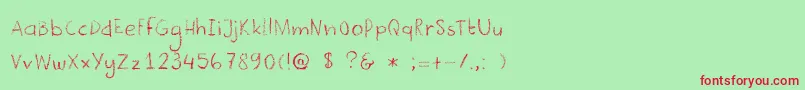 DkCrayonista Font – Red Fonts on Green Background