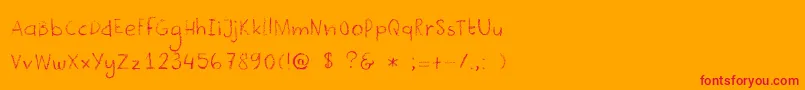 DkCrayonista Font – Red Fonts on Orange Background