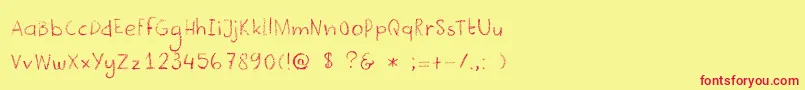 DkCrayonista Font – Red Fonts on Yellow Background