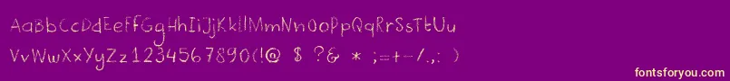 DkCrayonista-Schriftart – Gelbe Schriften auf violettem Hintergrund