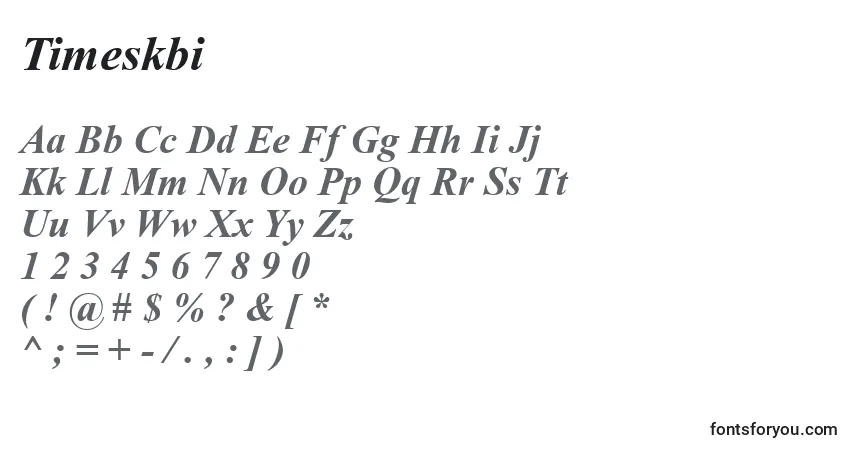 A fonte Timeskbi – alfabeto, números, caracteres especiais
