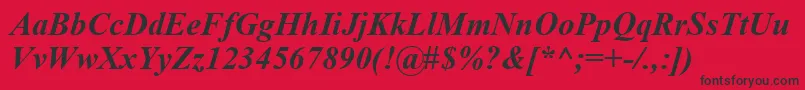 Timeskbi-fontti – mustat fontit punaisella taustalla