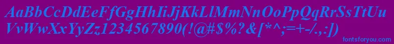 フォントTimeskbi – 紫色の背景に青い文字