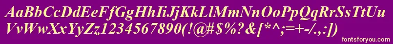 Fonte Timeskbi – fontes amarelas em um fundo roxo