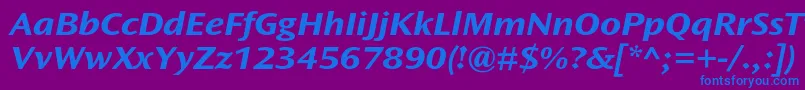 Шрифт OceansansstdBoldextita – синие шрифты на фиолетовом фоне