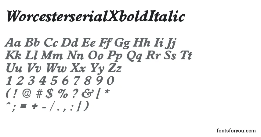 WorcesterserialXboldItalicフォント–アルファベット、数字、特殊文字